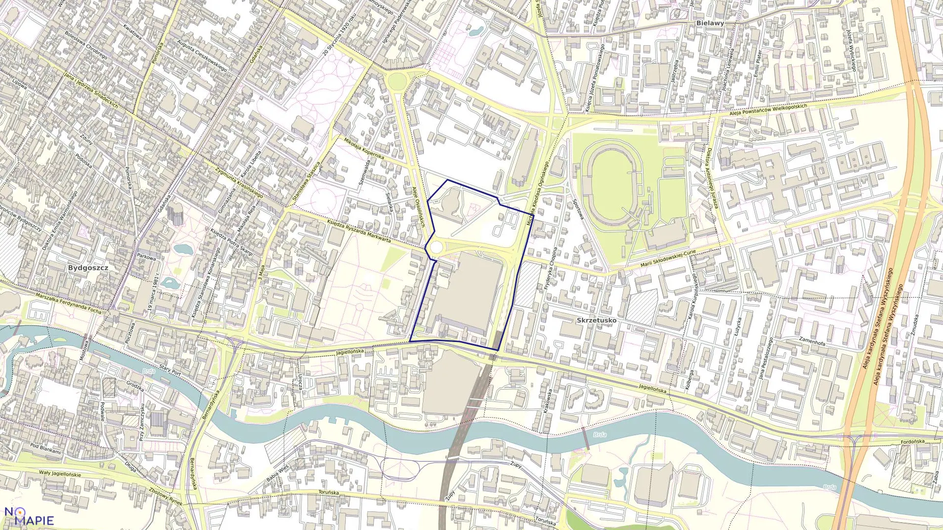 Mapa obrębu 0165 w mieście Bydgoszcz