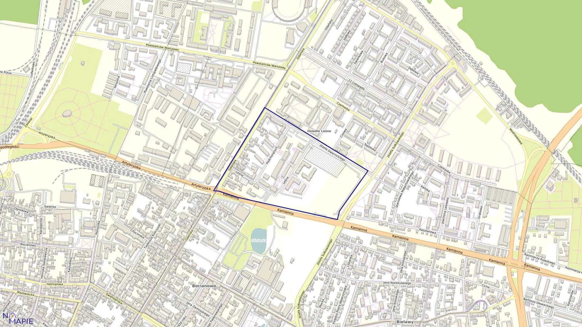 Mapa obrębu 0171 w mieście Bydgoszcz