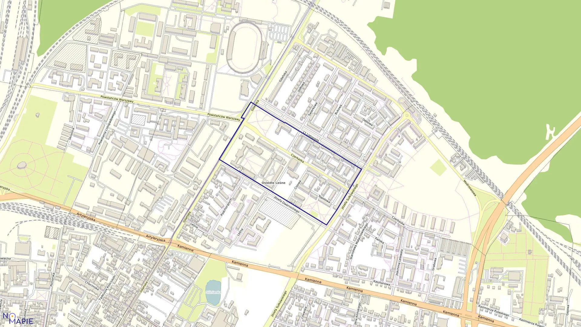 Mapa obrębu 0172 w mieście Bydgoszcz