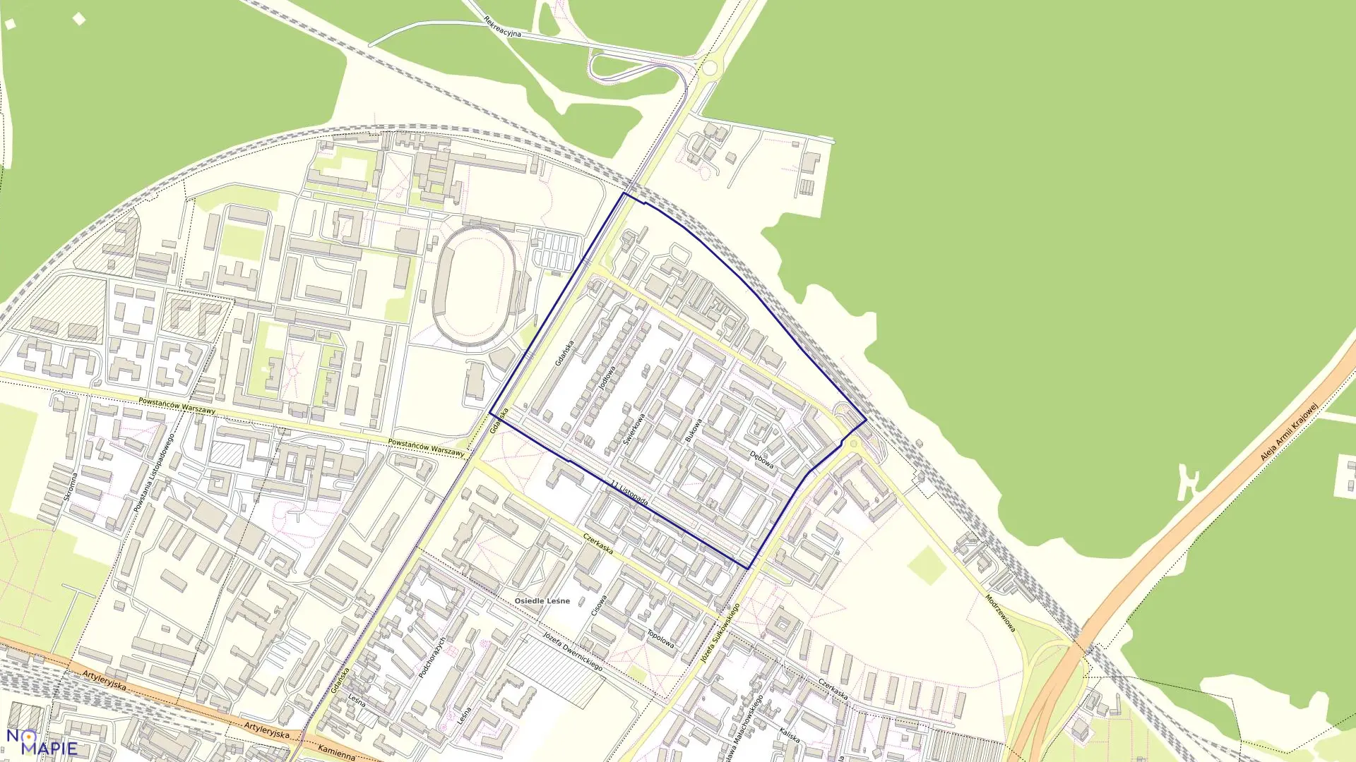 Mapa obrębu 0173 w mieście Bydgoszcz