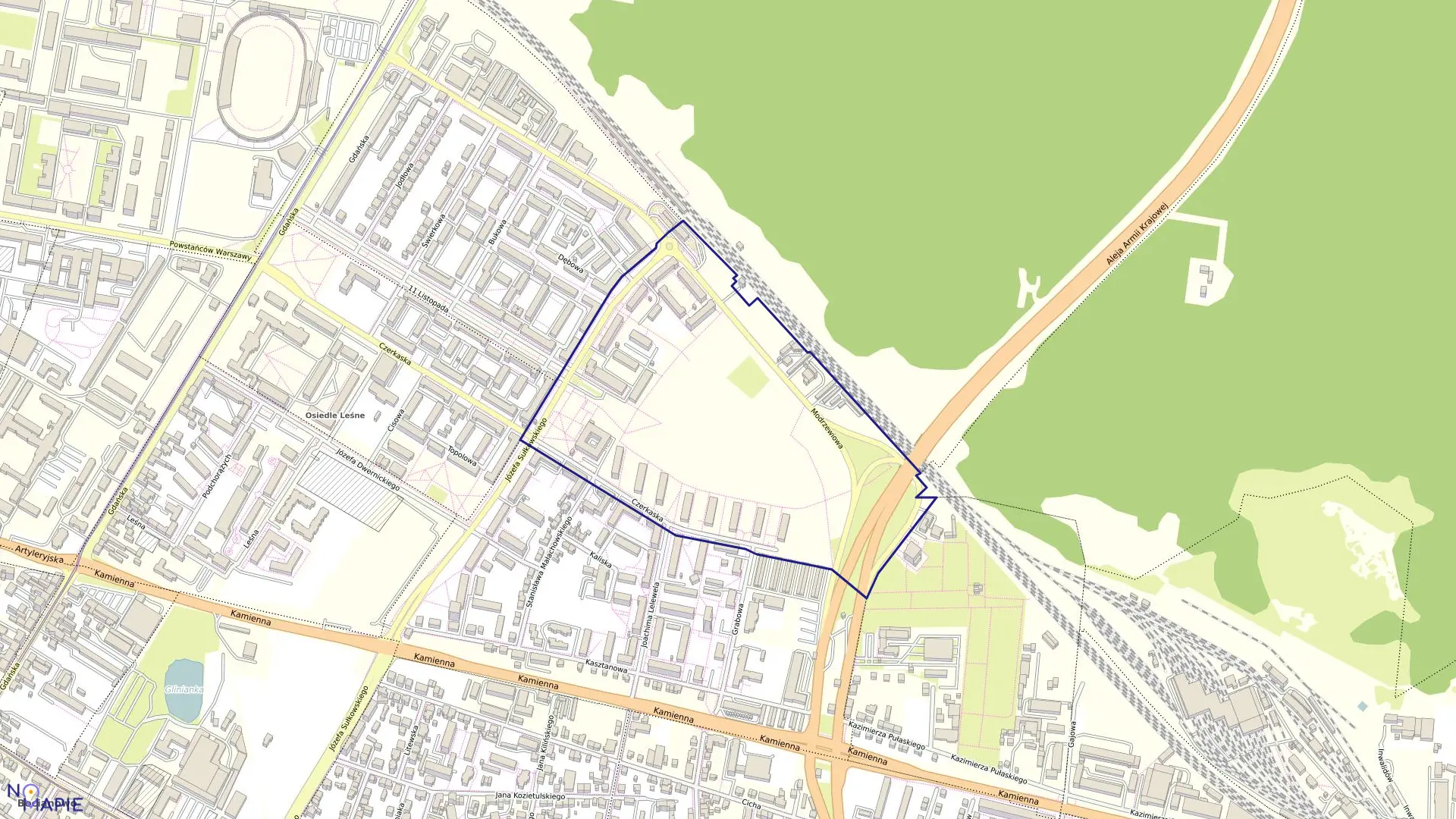 Mapa obrębu 0174 w mieście Bydgoszcz