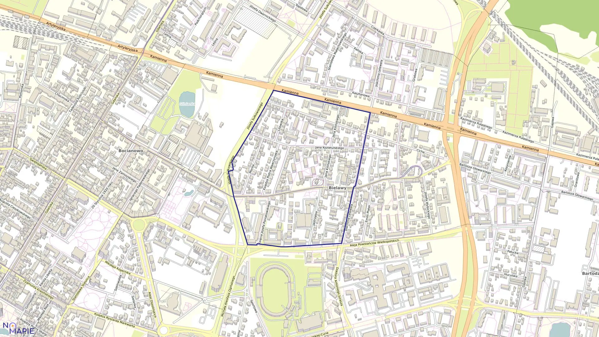 Mapa obrębu 0177 w mieście Bydgoszcz