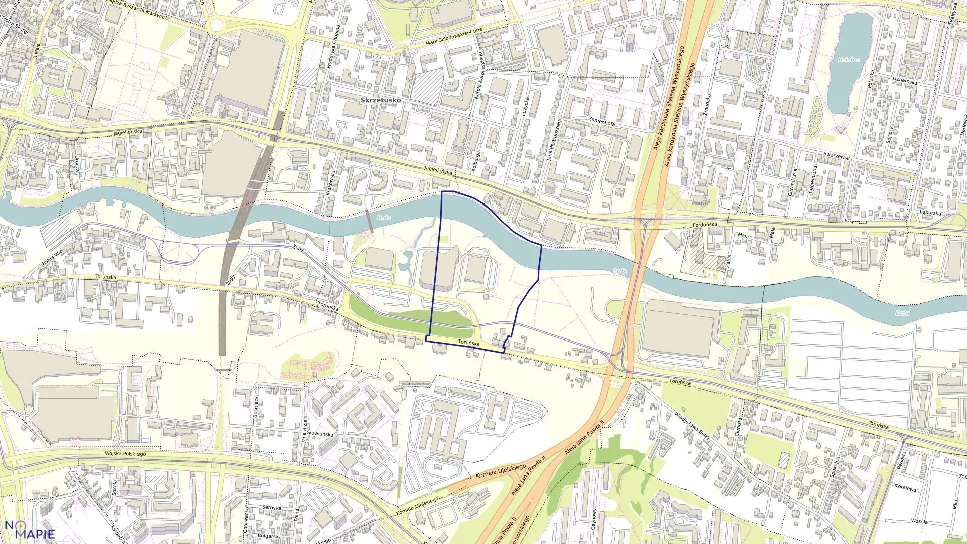 Mapa obrębu 0180 w mieście Bydgoszcz