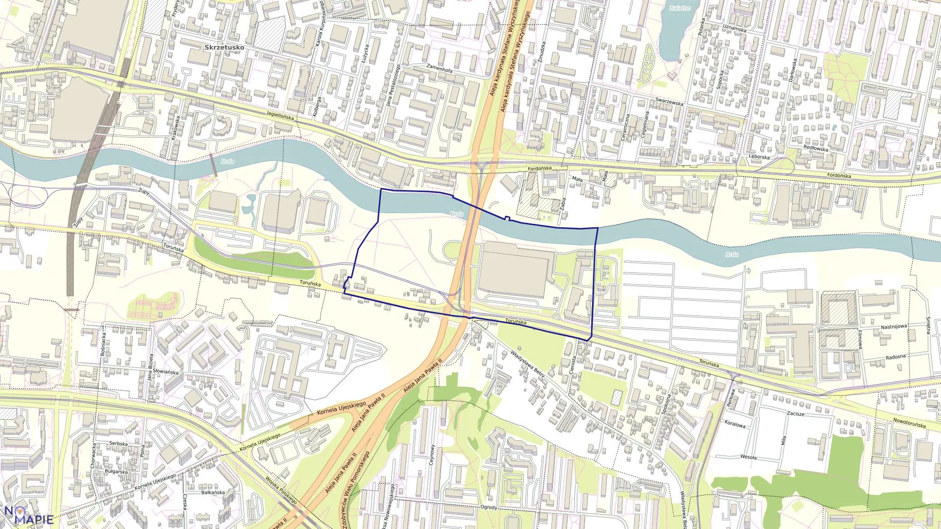 Mapa obrębu 0181 w mieście Bydgoszcz