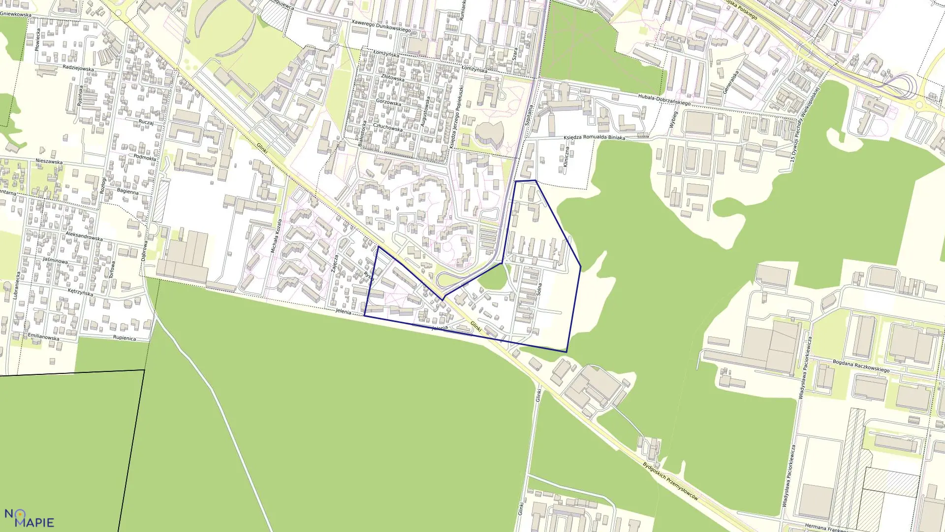 Mapa obrębu 0187 w mieście Bydgoszcz