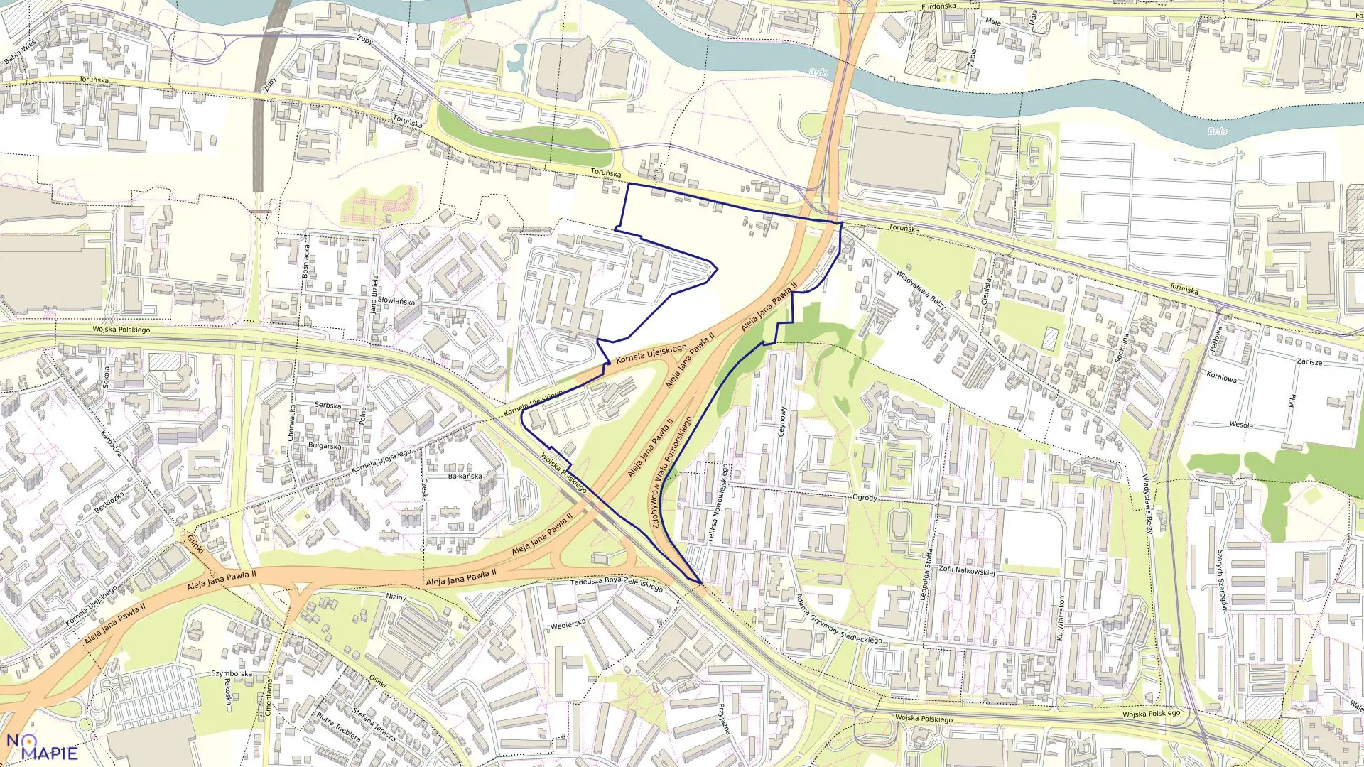 Mapa obrębu 0191 w mieście Bydgoszcz