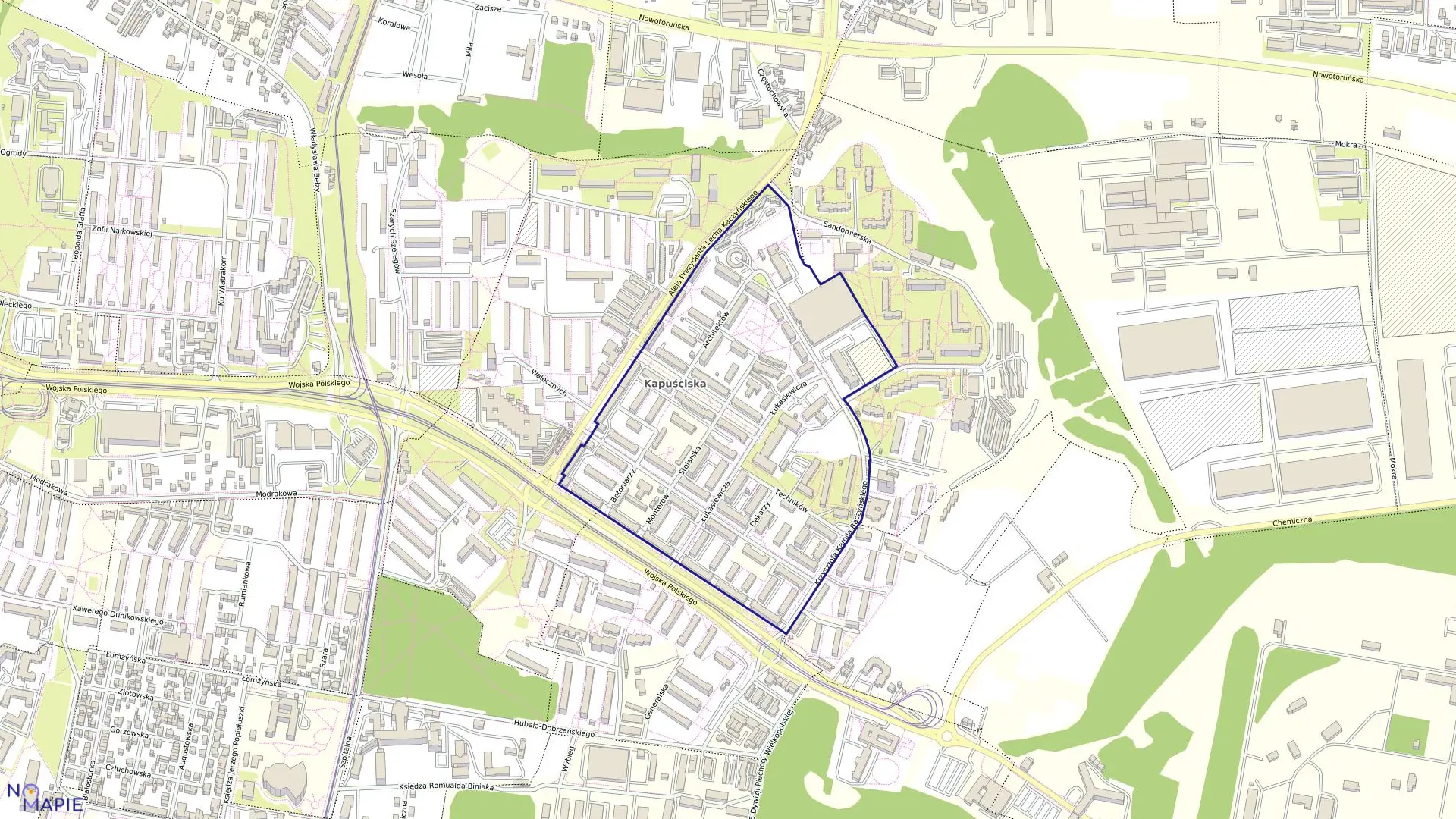 Mapa obrębu 0202 w mieście Bydgoszcz