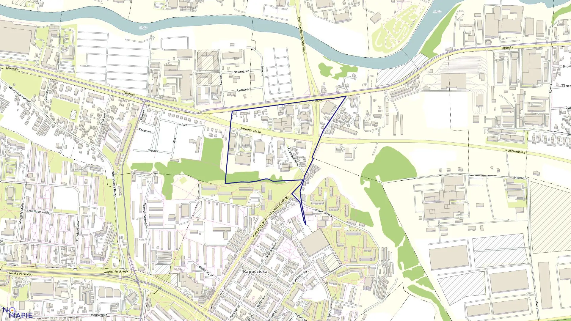 Mapa obrębu 0203 w mieście Bydgoszcz