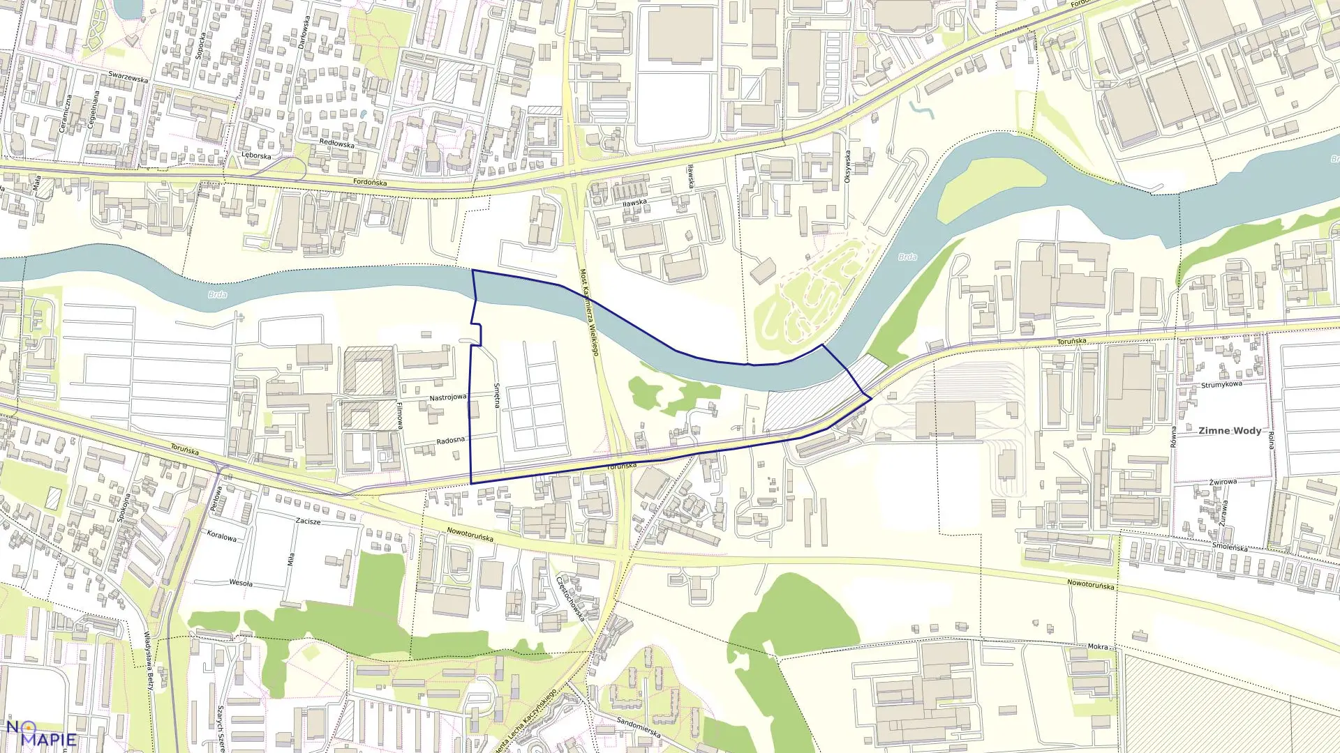 Mapa obrębu 0204 w mieście Bydgoszcz