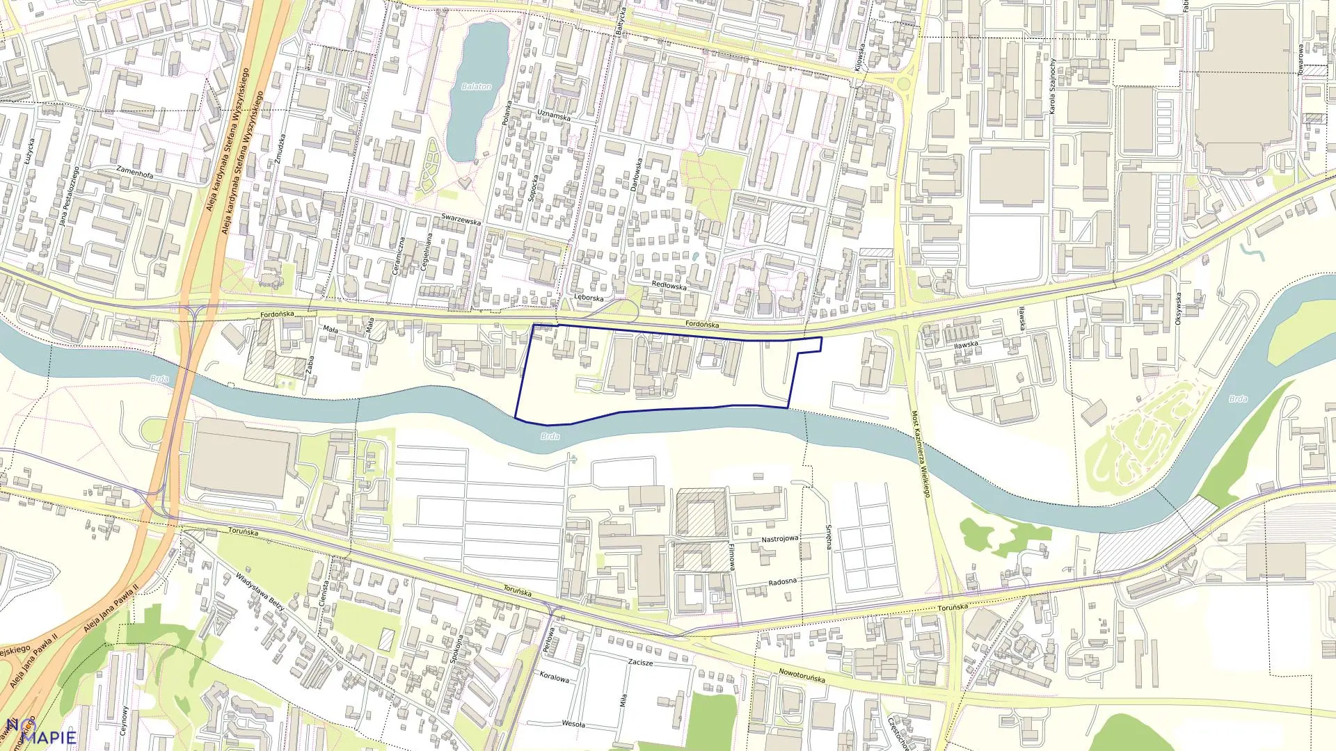 Mapa obrębu 0205 w mieście Bydgoszcz