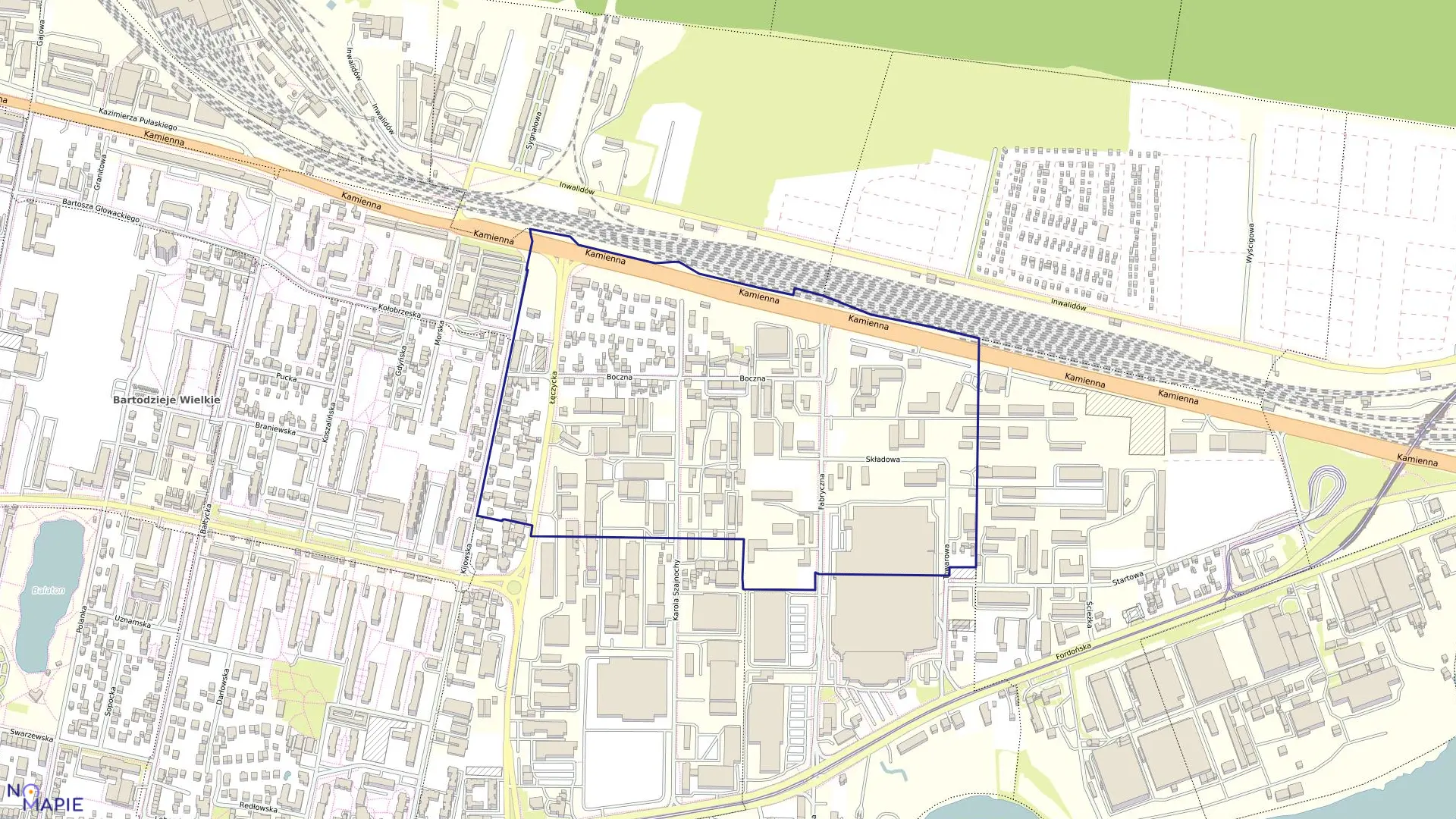 Mapa obrębu 0208 w mieście Bydgoszcz