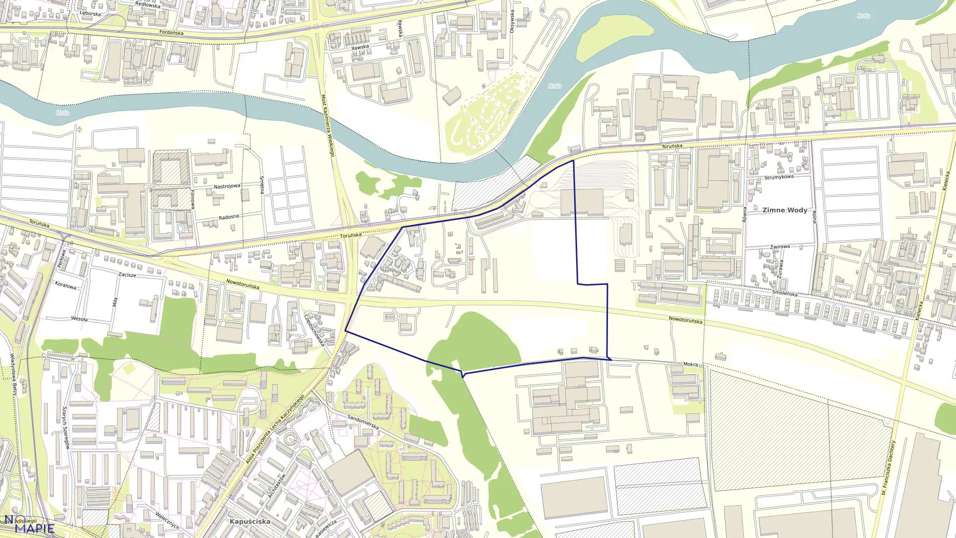 Mapa obrębu 0210 w mieście Bydgoszcz