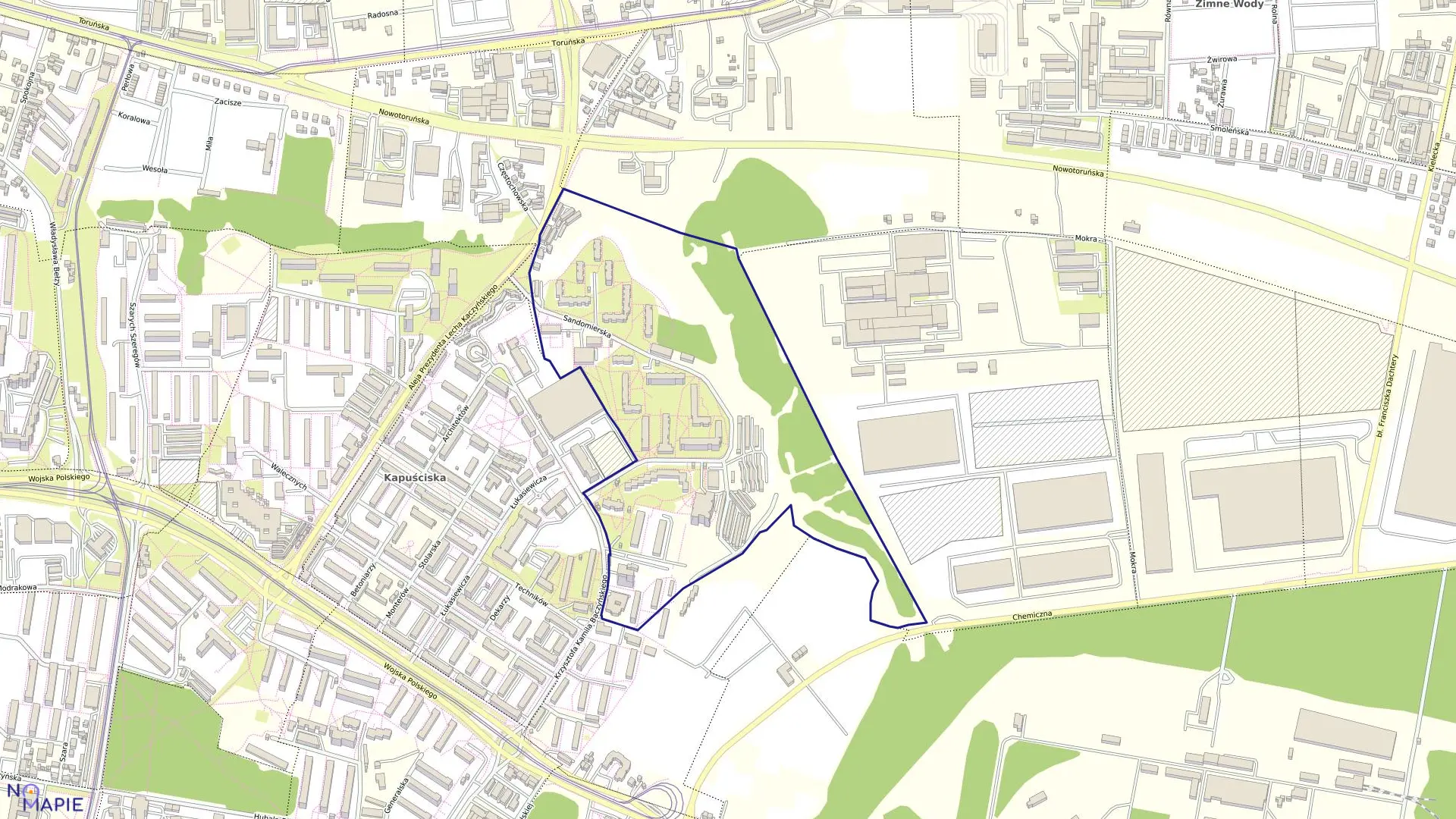 Mapa obrębu 0211 w mieście Bydgoszcz