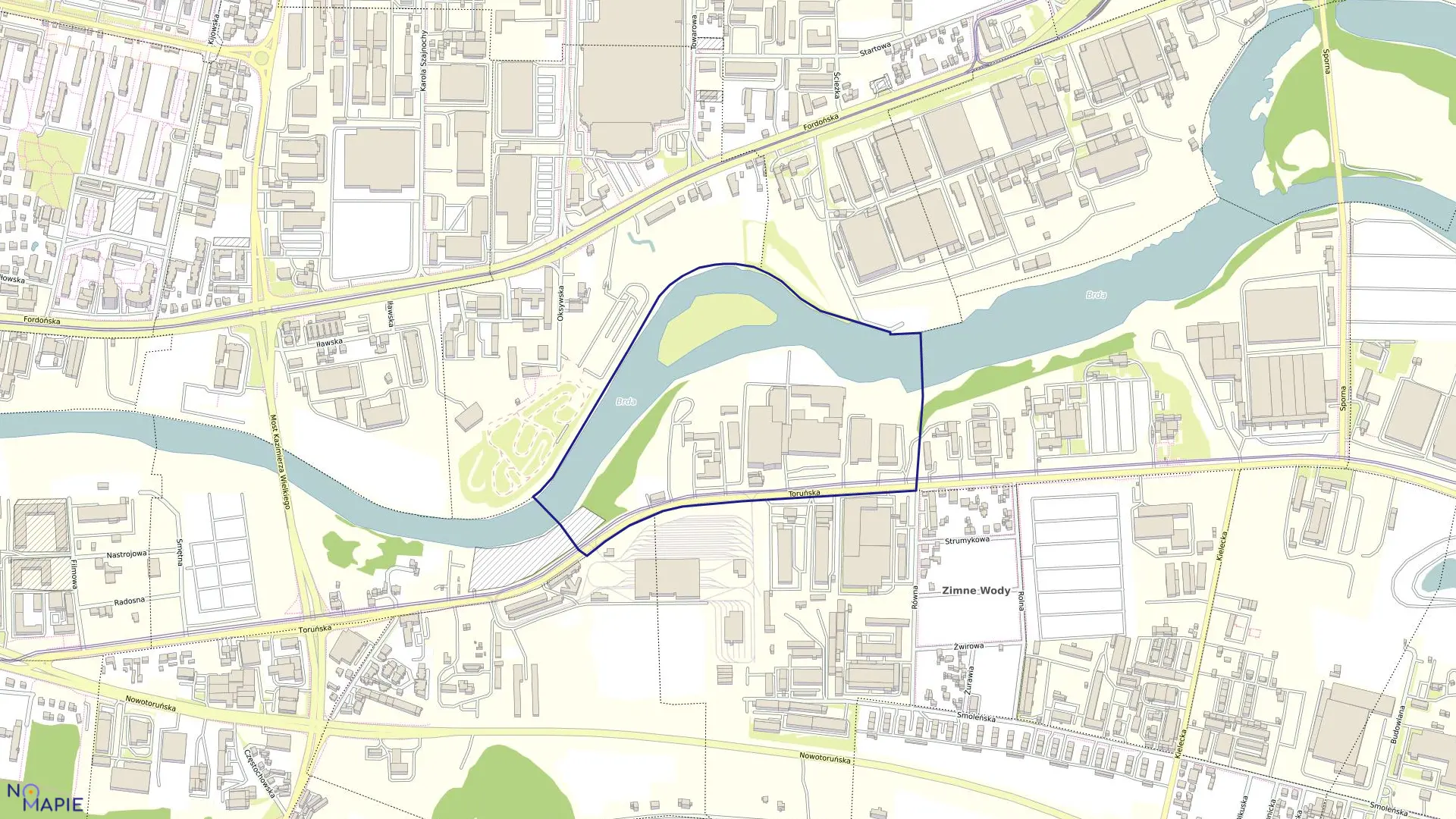 Mapa obrębu 0215 w mieście Bydgoszcz