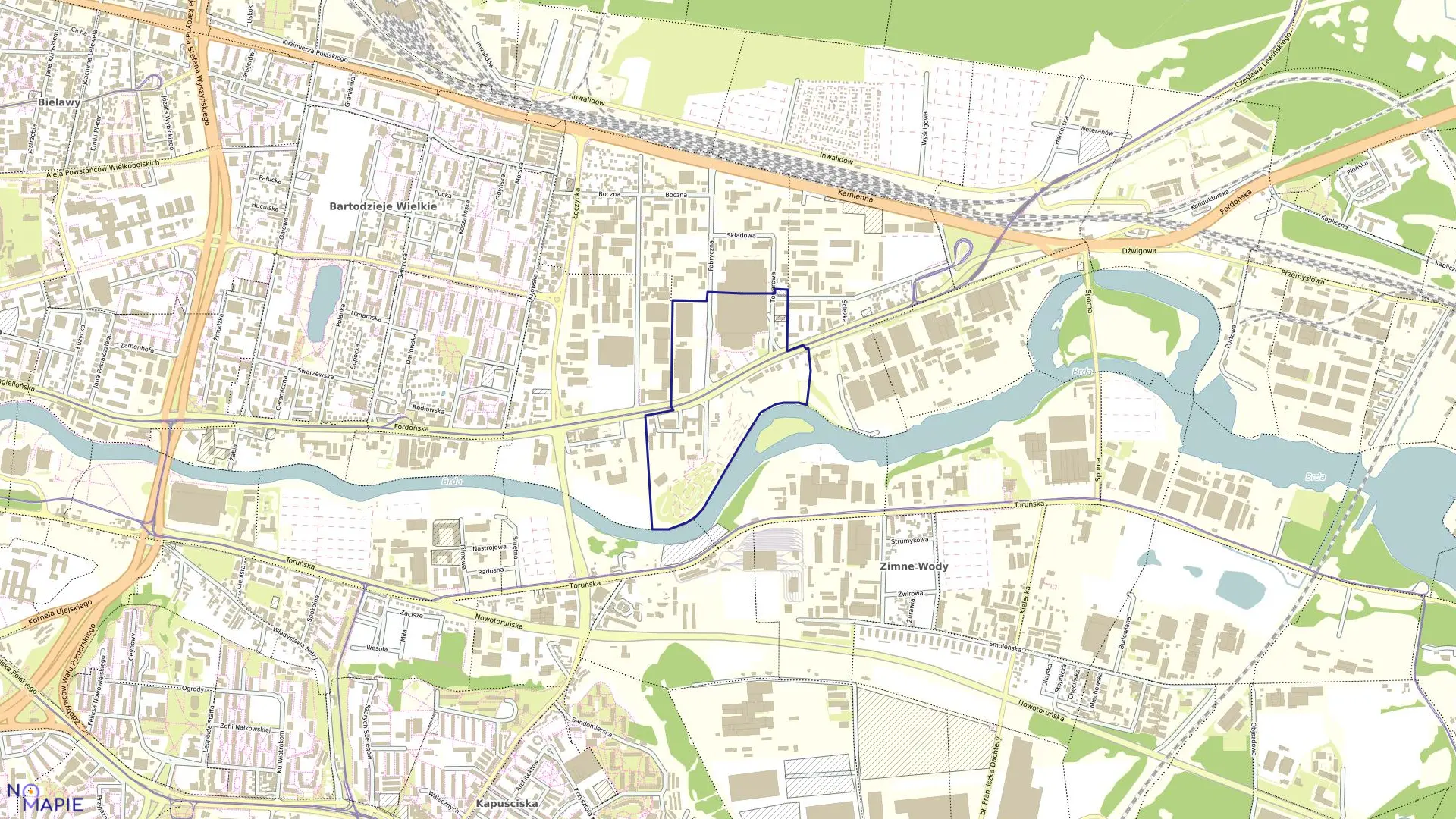 Mapa obrębu 0216 w mieście Bydgoszcz