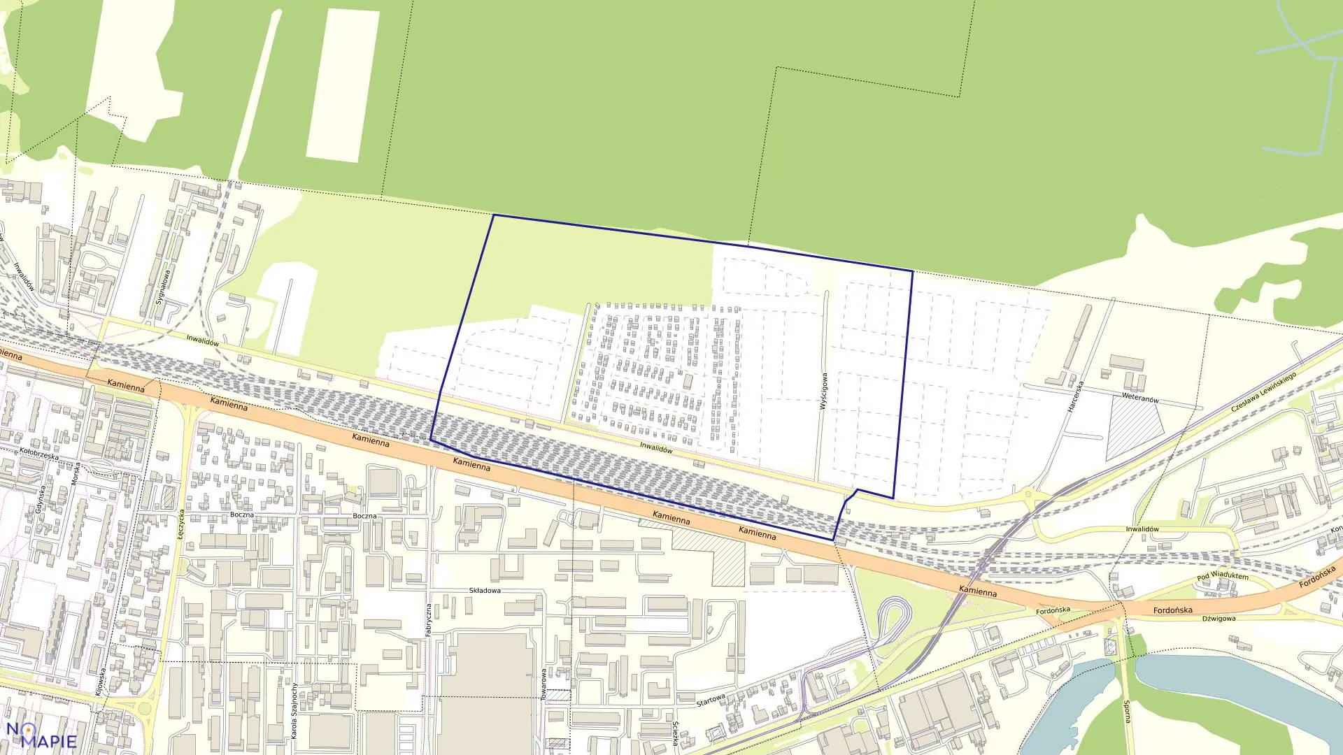 Mapa obrębu 0218 w mieście Bydgoszcz