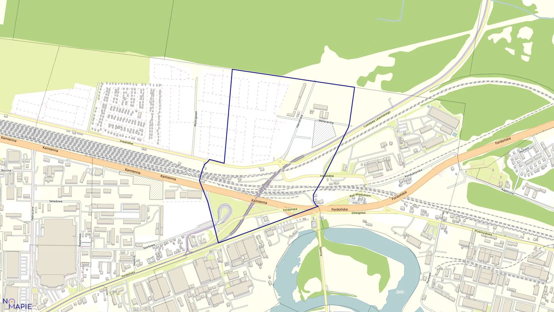 Mapa obrębu 0219 w mieście Bydgoszcz