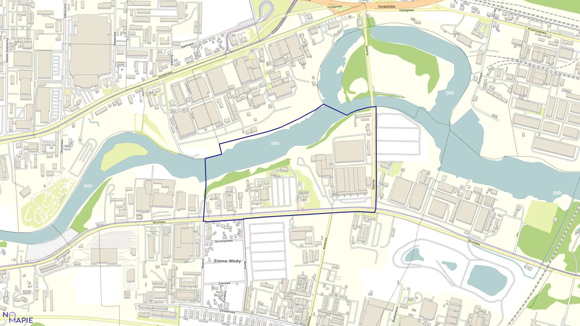 Mapa obrębu 0221 w mieście Bydgoszcz