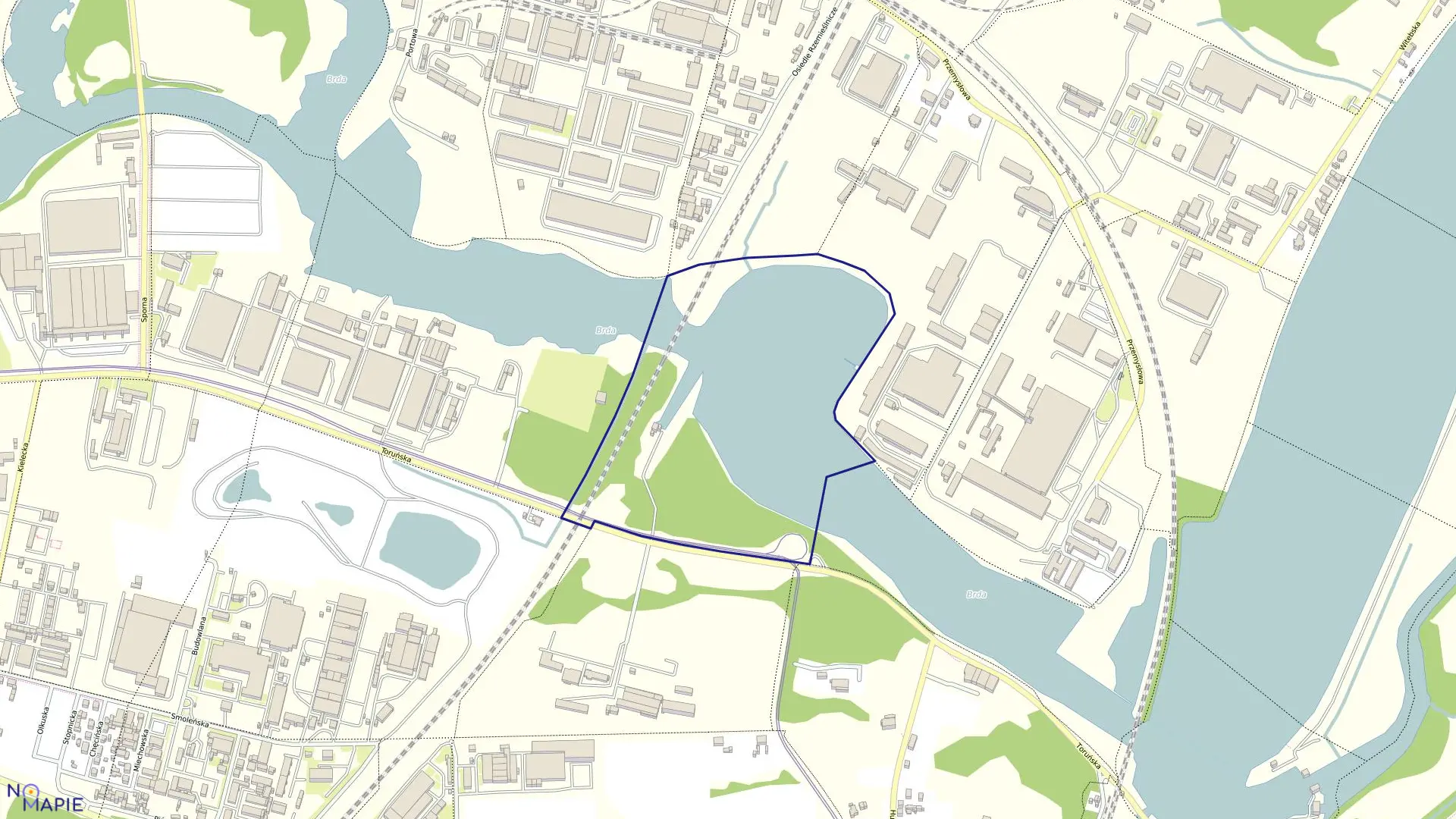 Mapa obrębu 0233 w mieście Bydgoszcz