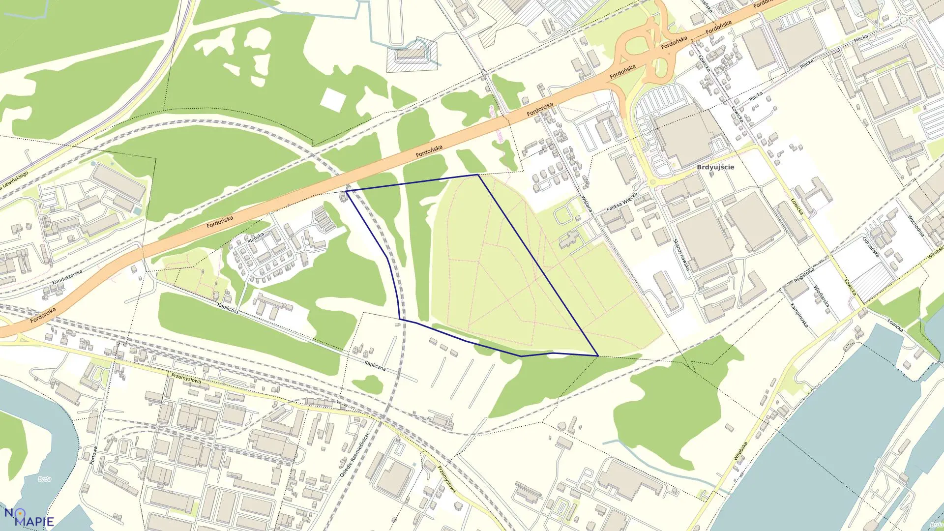 Mapa obrębu 0238 w mieście Bydgoszcz