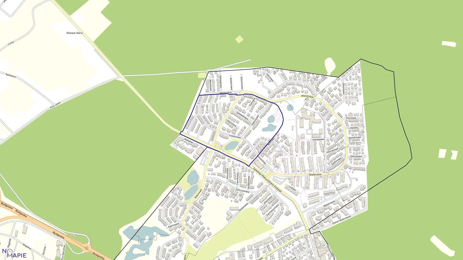 Mapa obrębu 0312 w mieście Bydgoszcz