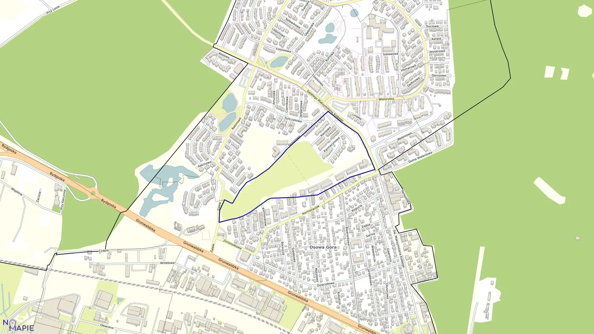 Mapa obrębu 0314 w mieście Bydgoszcz