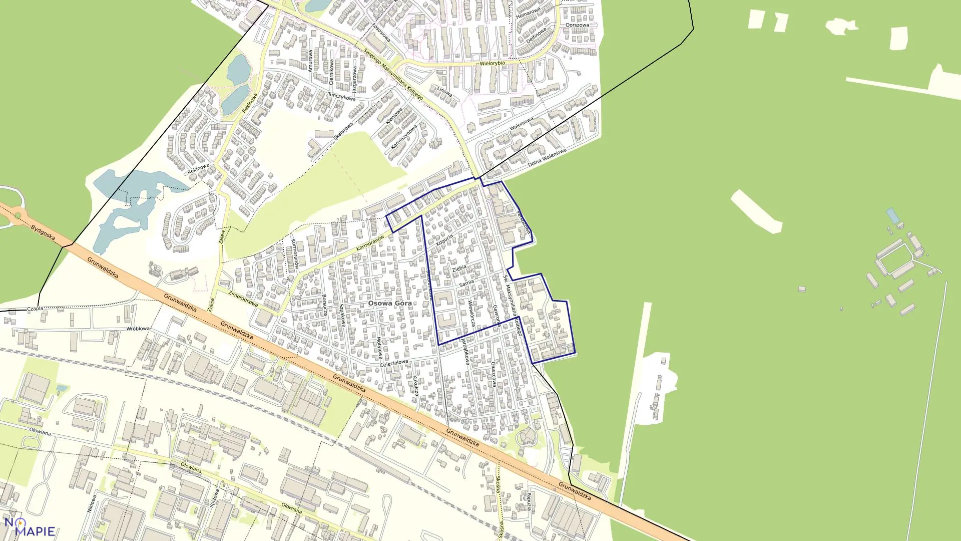 Mapa obrębu 0315 w mieście Bydgoszcz