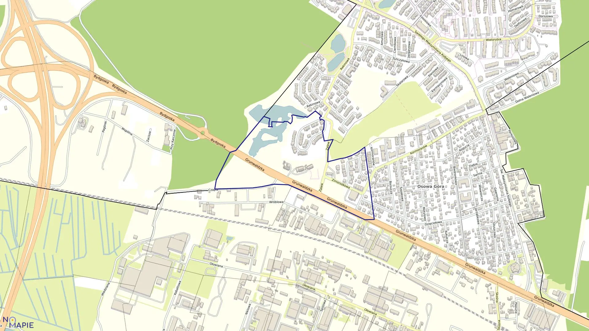 Mapa obrębu 0316 w mieście Bydgoszcz