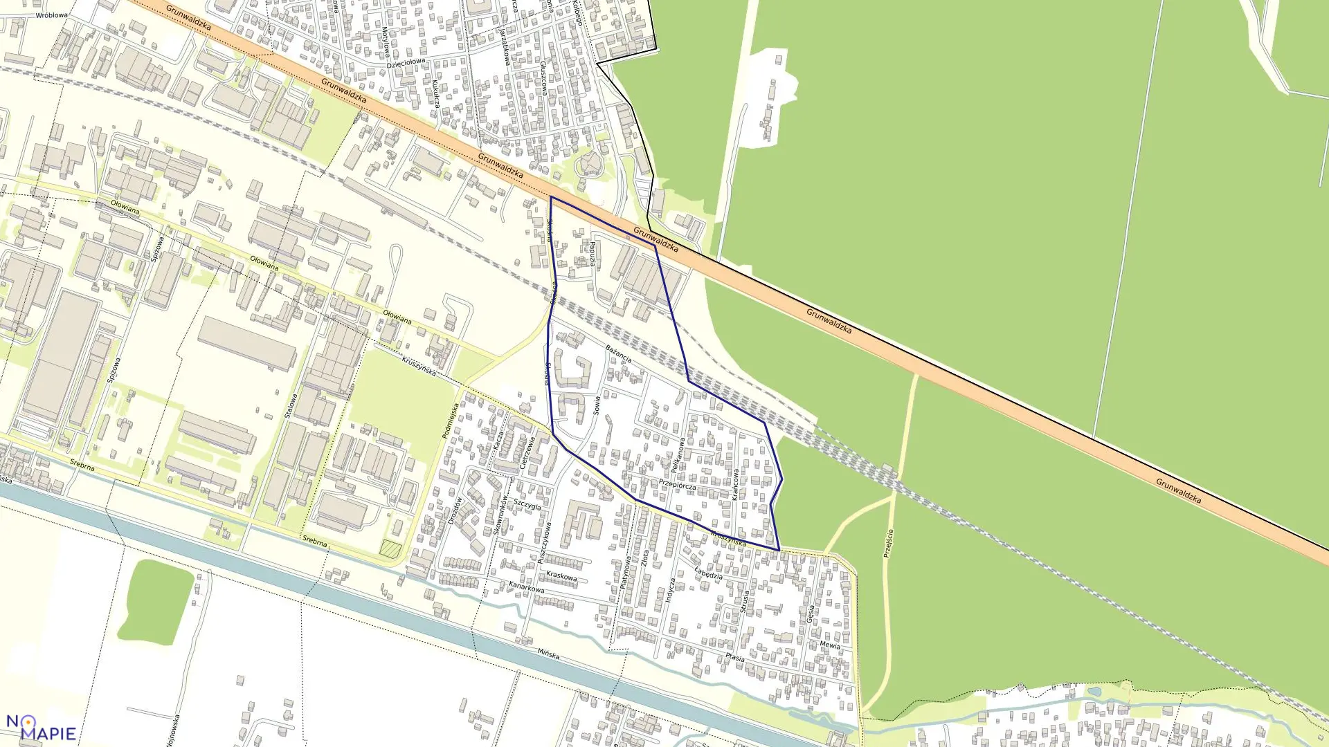 Mapa obrębu 0319 w mieście Bydgoszcz