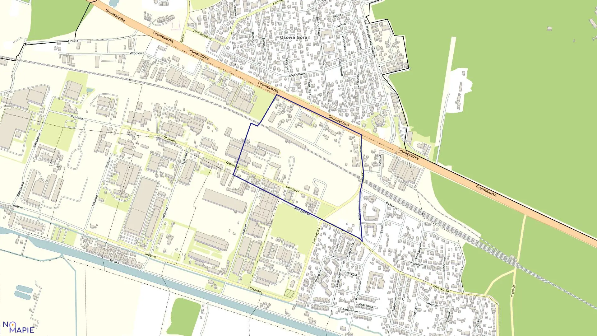 Mapa obrębu 0320 w mieście Bydgoszcz