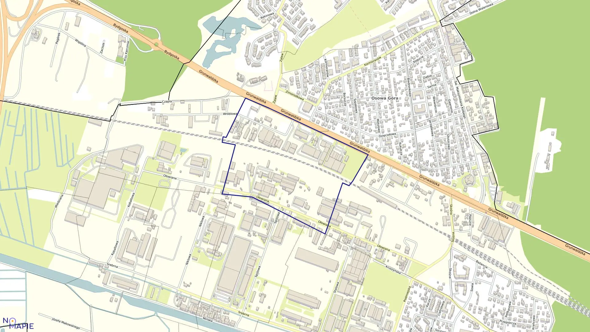 Mapa obrębu 0321 w mieście Bydgoszcz