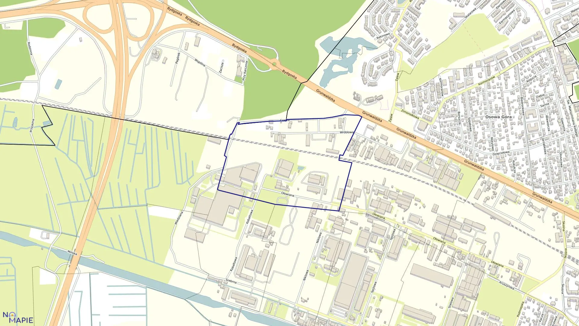 Mapa obrębu 0322 w mieście Bydgoszcz