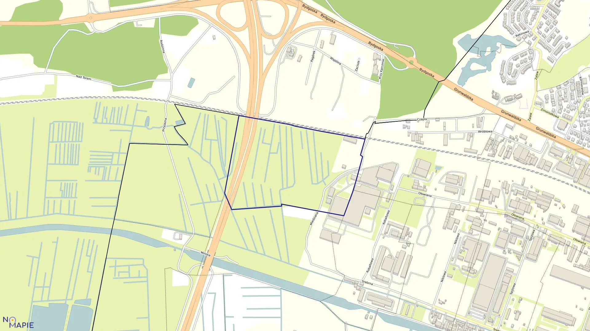 Mapa obrębu 0323 w mieście Bydgoszcz