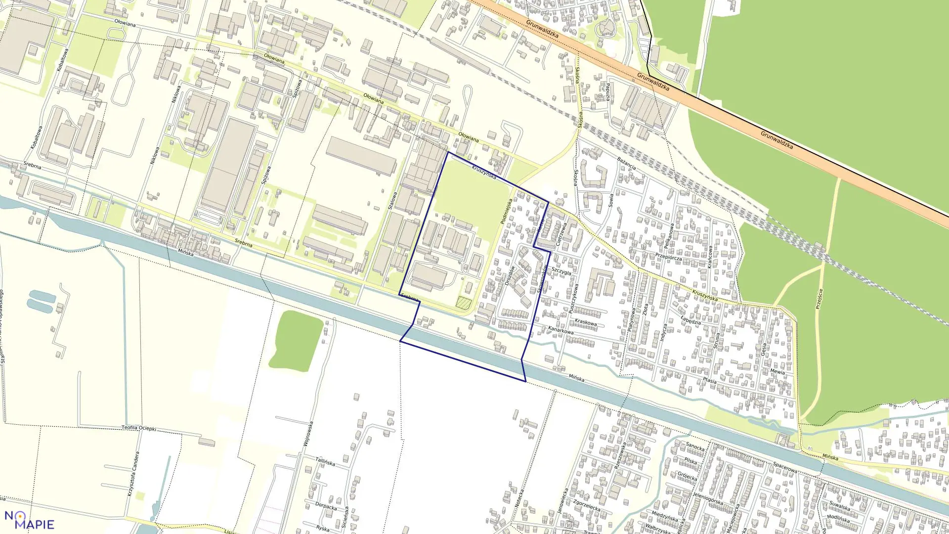 Mapa obrębu 0332 w mieście Bydgoszcz