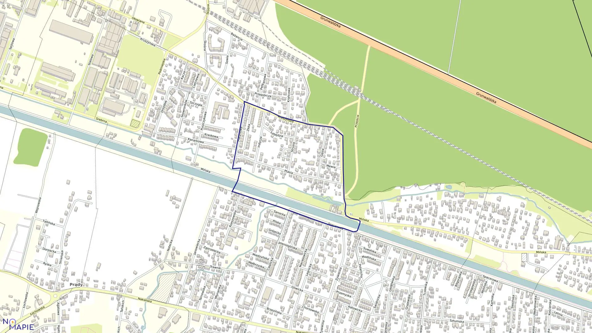 Mapa obrębu 0334 w mieście Bydgoszcz