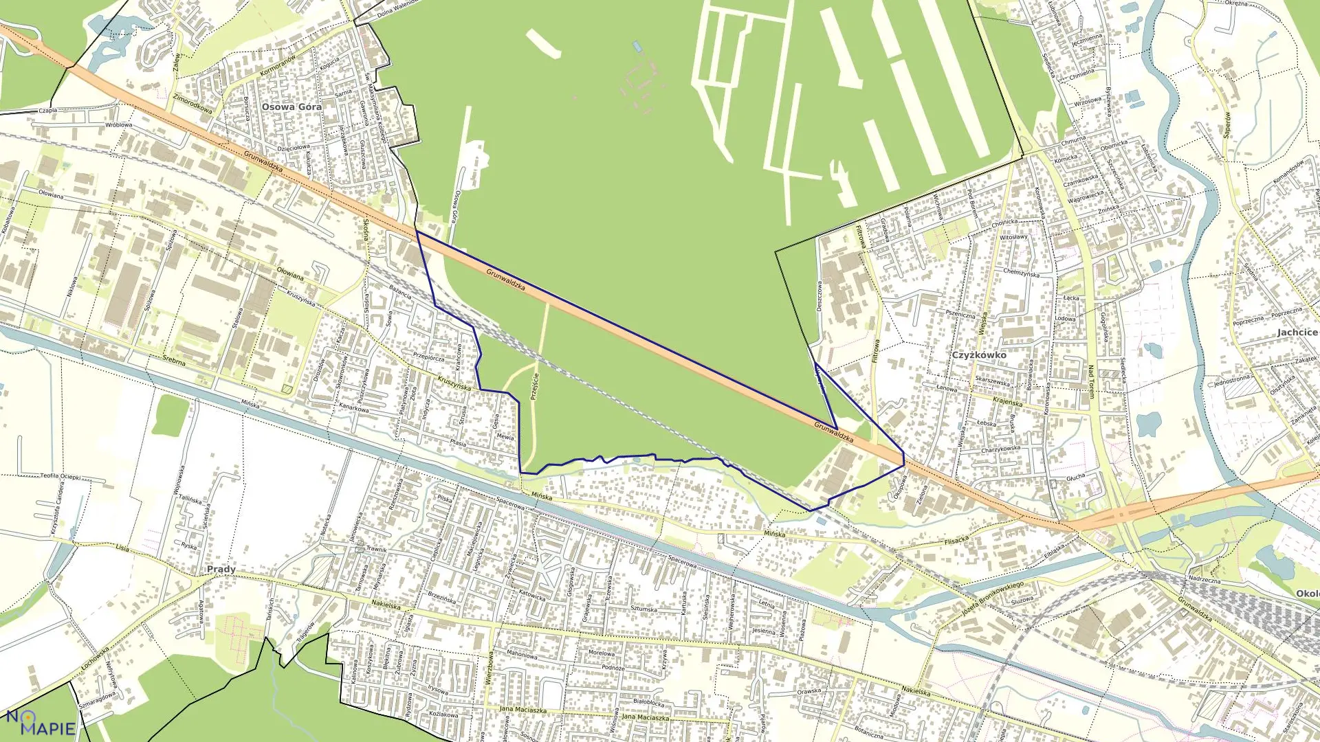 Mapa obrębu 0335 w mieście Bydgoszcz