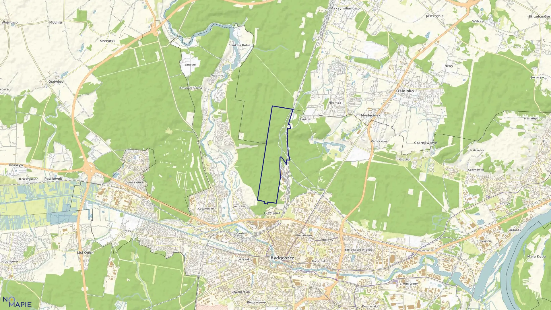 Mapa obrębu 0355 w mieście Bydgoszcz