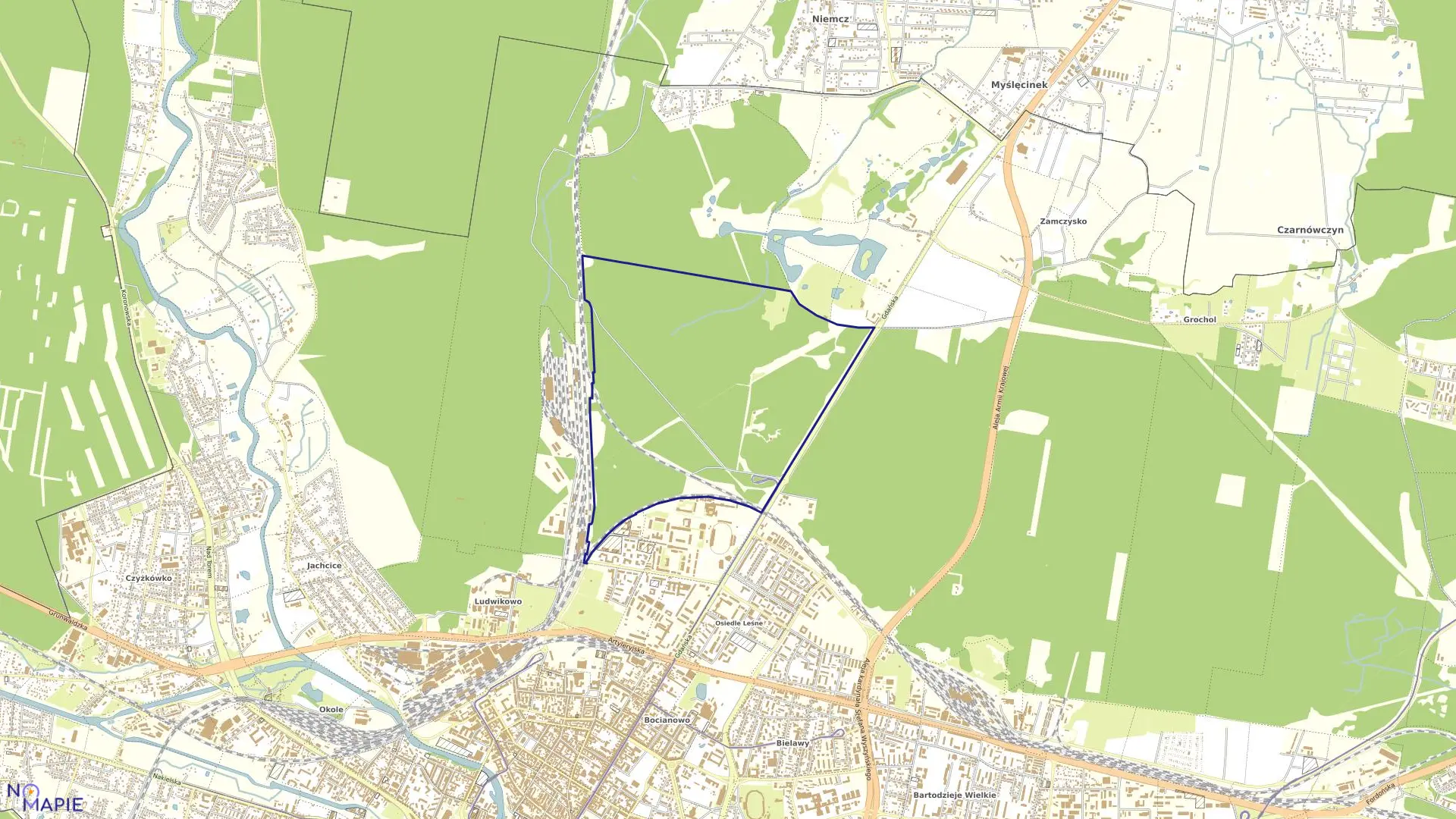 Mapa obrębu 0367 w mieście Bydgoszcz