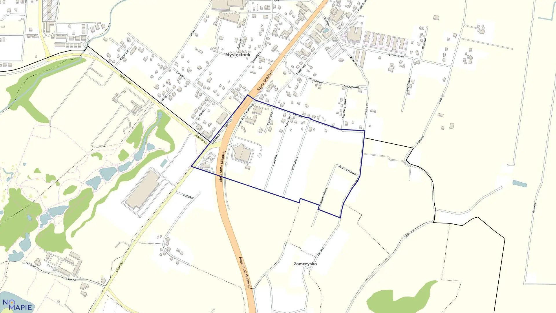 Mapa obrębu 0368 w mieście Bydgoszcz