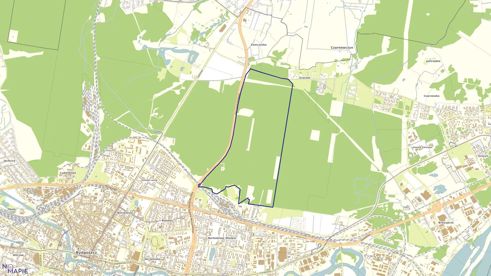 Mapa obrębu 0382 w mieście Bydgoszcz