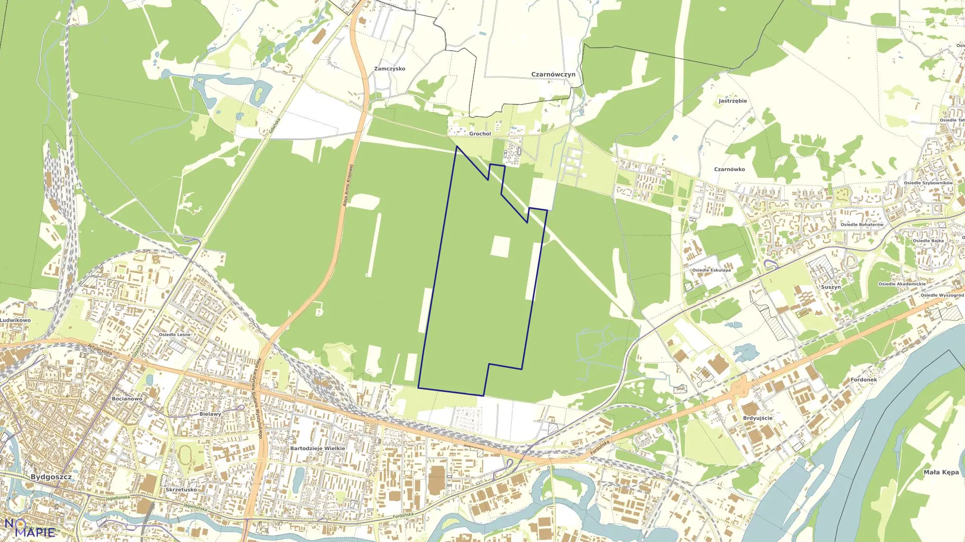 Mapa obrębu 0383 w mieście Bydgoszcz