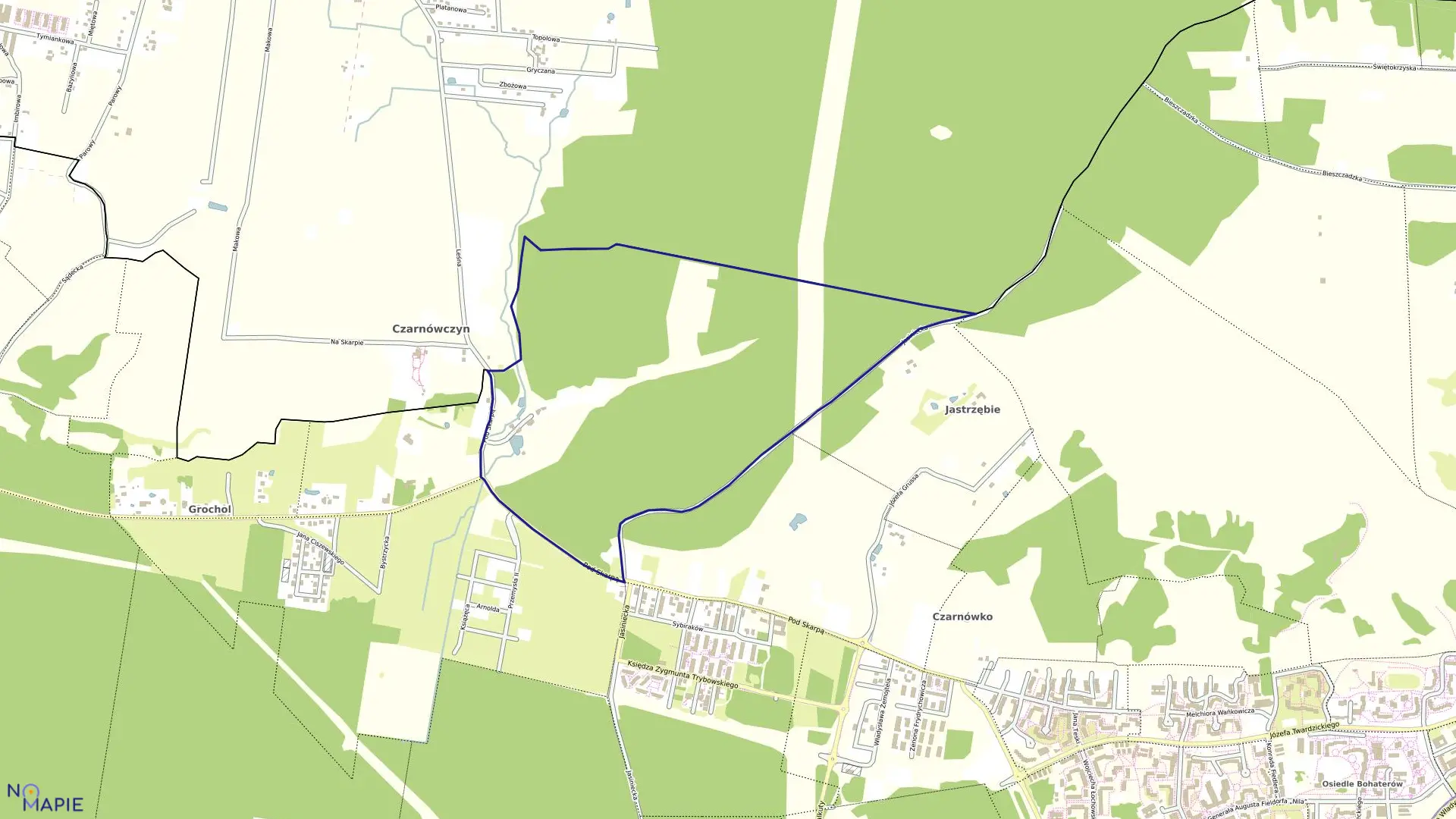 Mapa obrębu 0386 w mieście Bydgoszcz