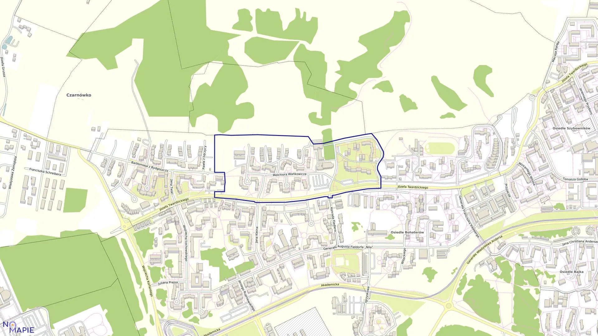 Mapa obrębu 0393 w mieście Bydgoszcz