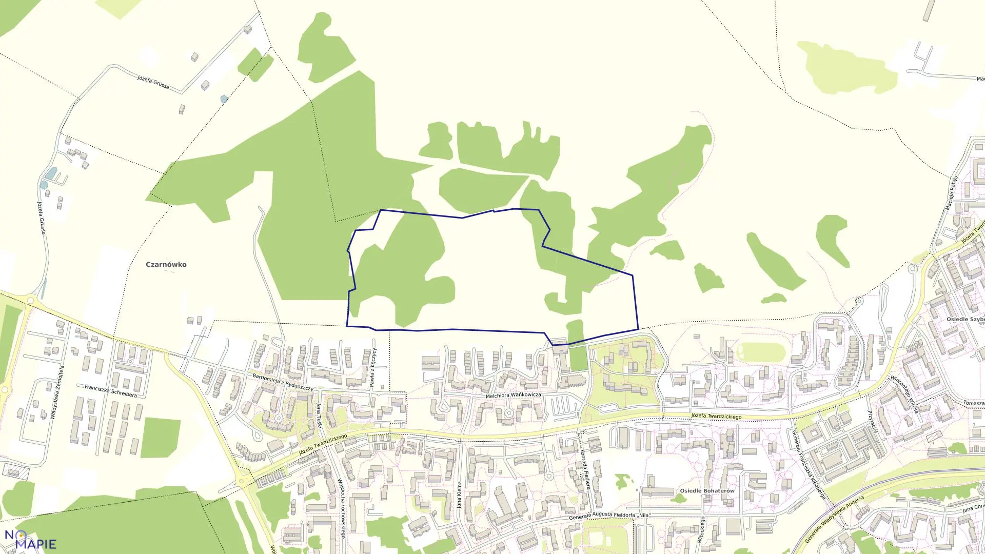 Mapa obrębu 0394 w mieście Bydgoszcz