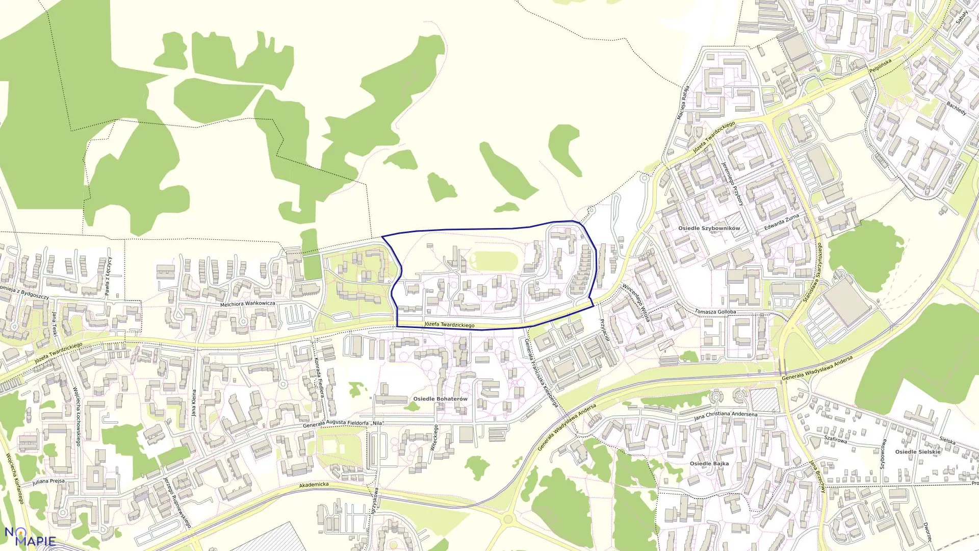 Mapa obrębu 0395 w mieście Bydgoszcz