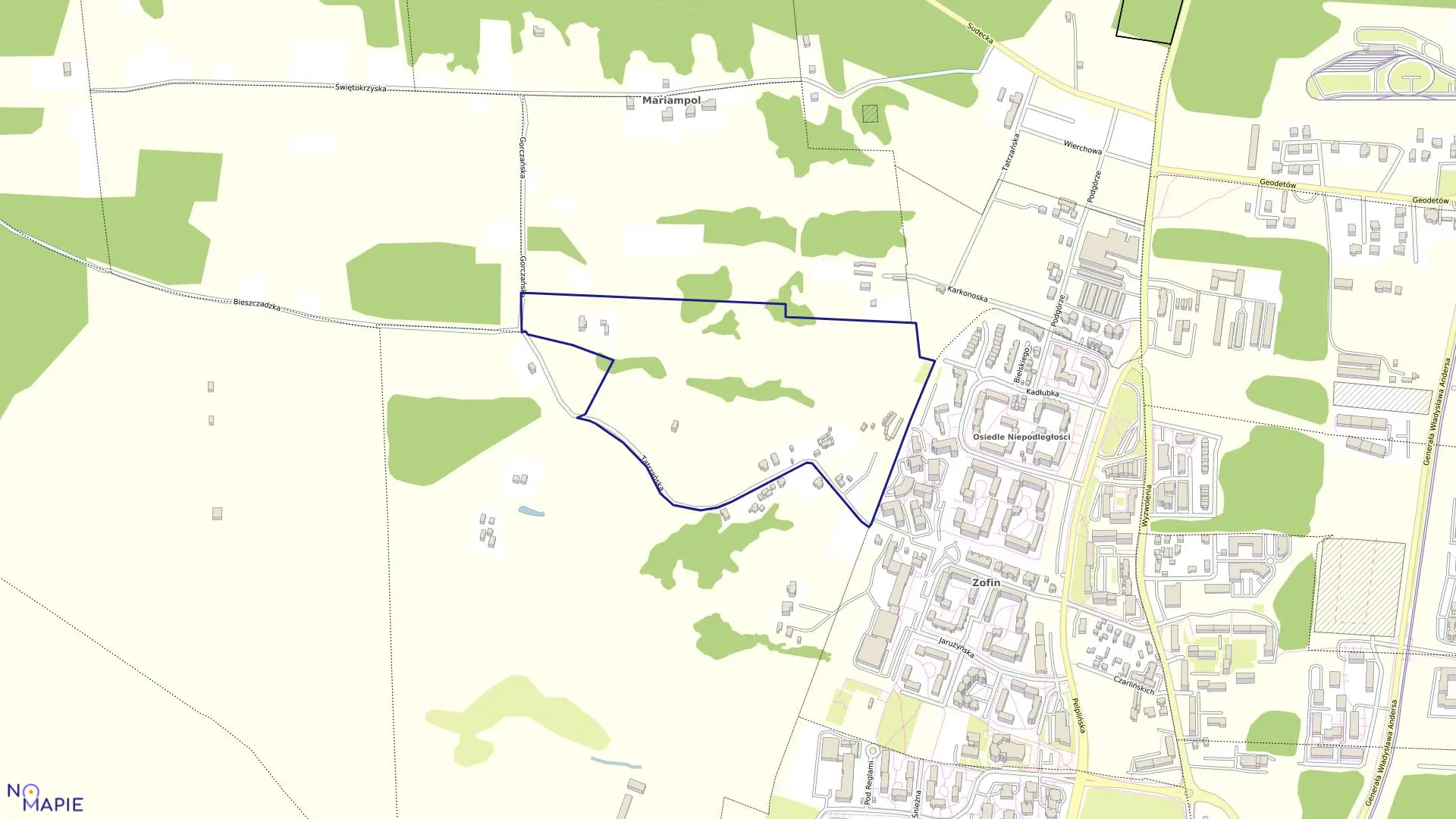 Mapa obrębu 0405 w mieście Bydgoszcz