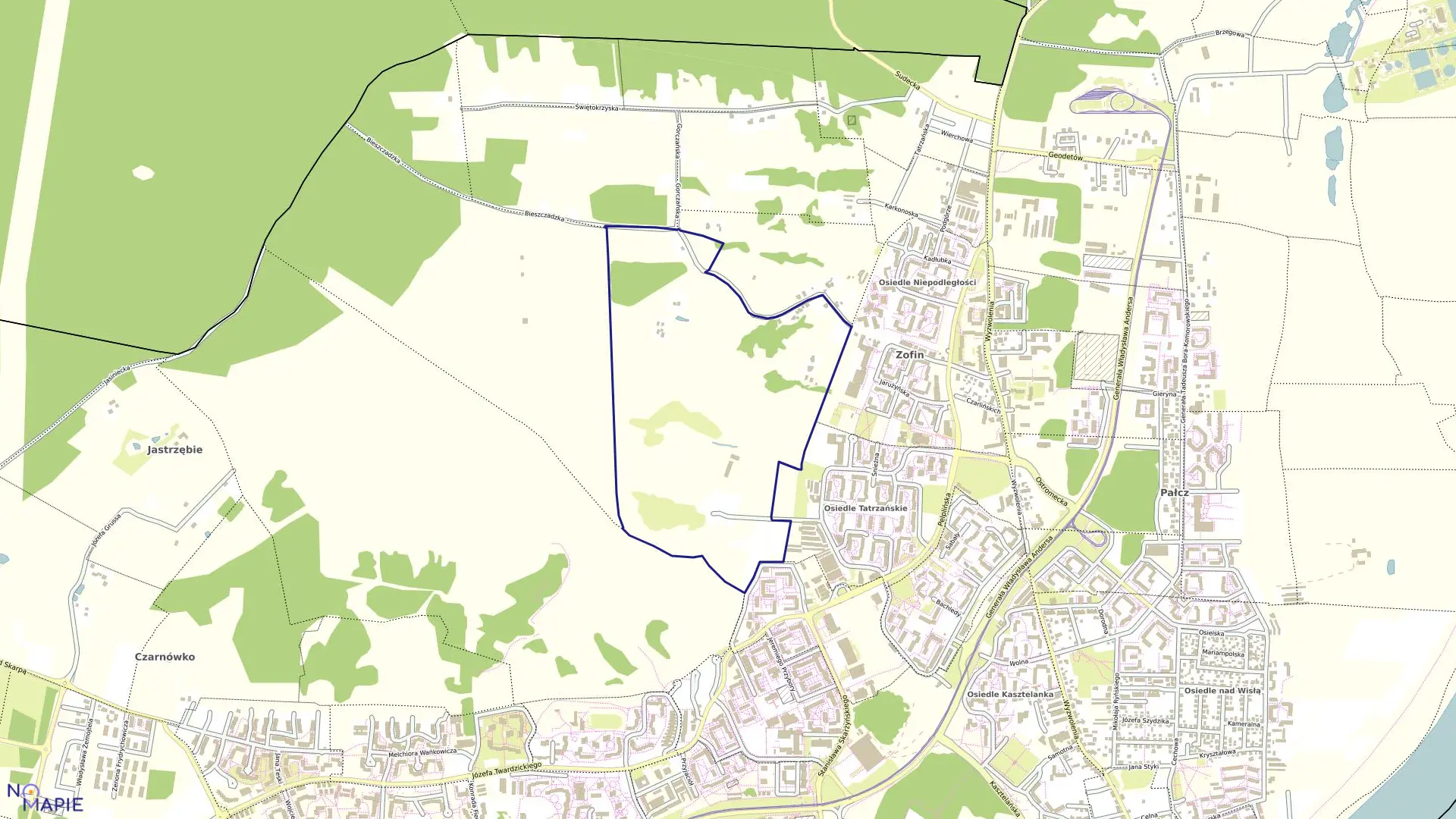 Mapa obrębu 0407 w mieście Bydgoszcz