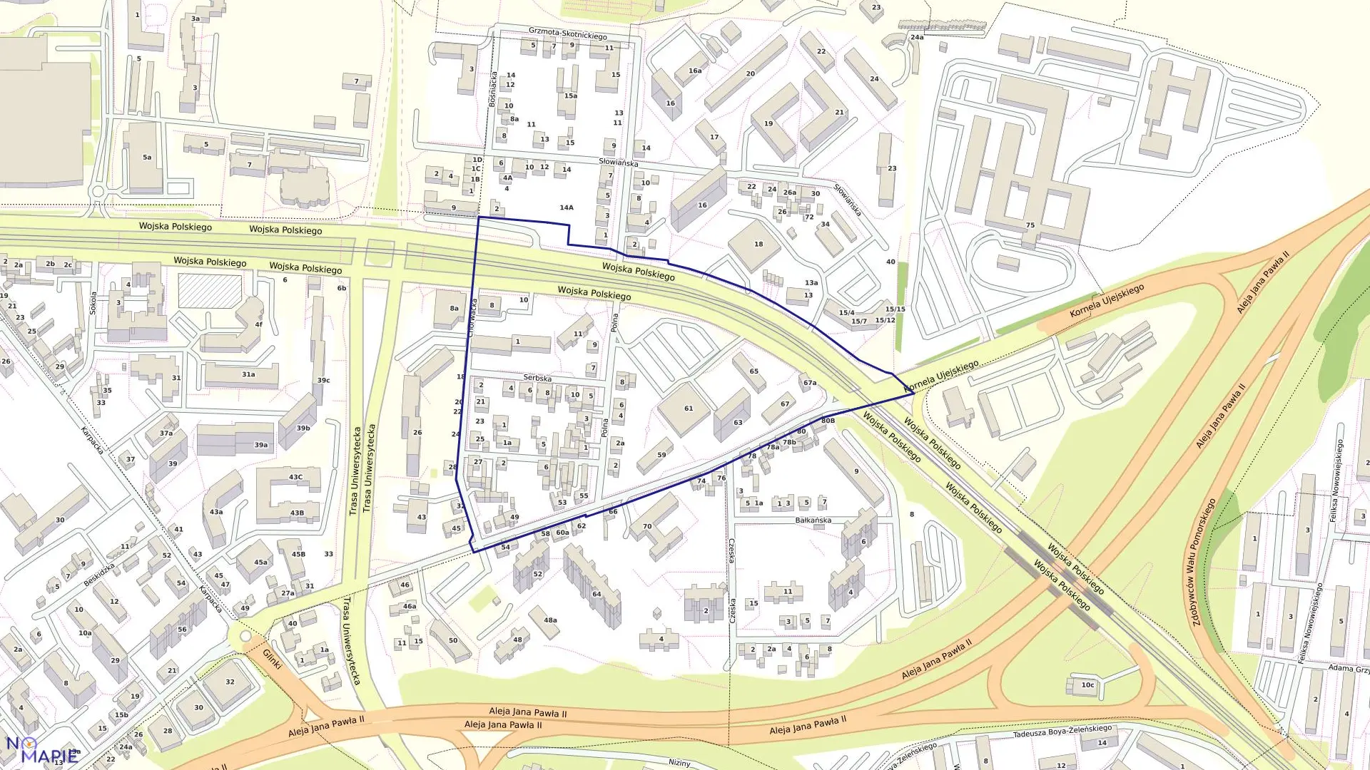 Mapa obrębu 0490 w mieście Bydgoszcz