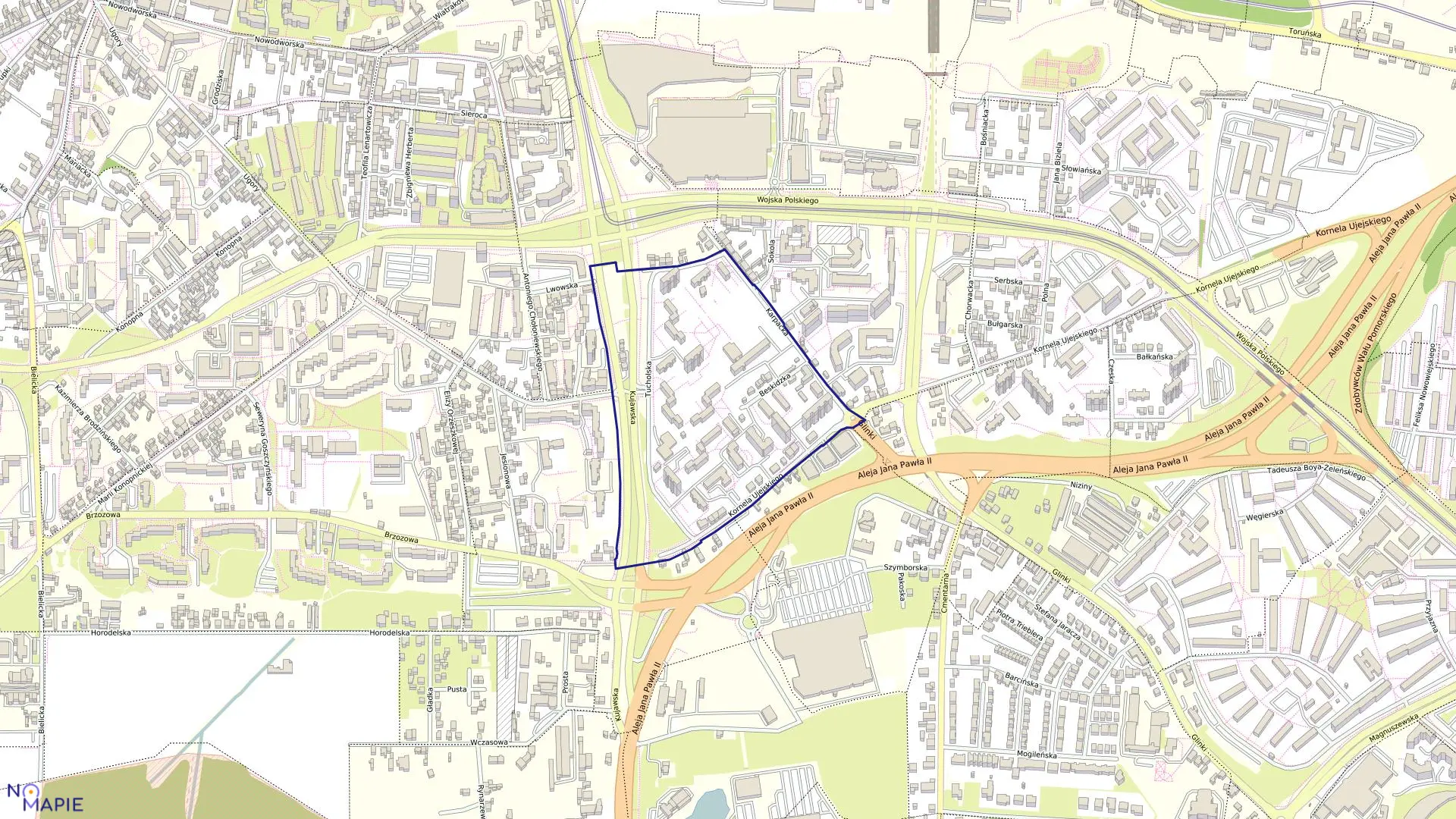 Mapa obrębu 0492 w mieście Bydgoszcz