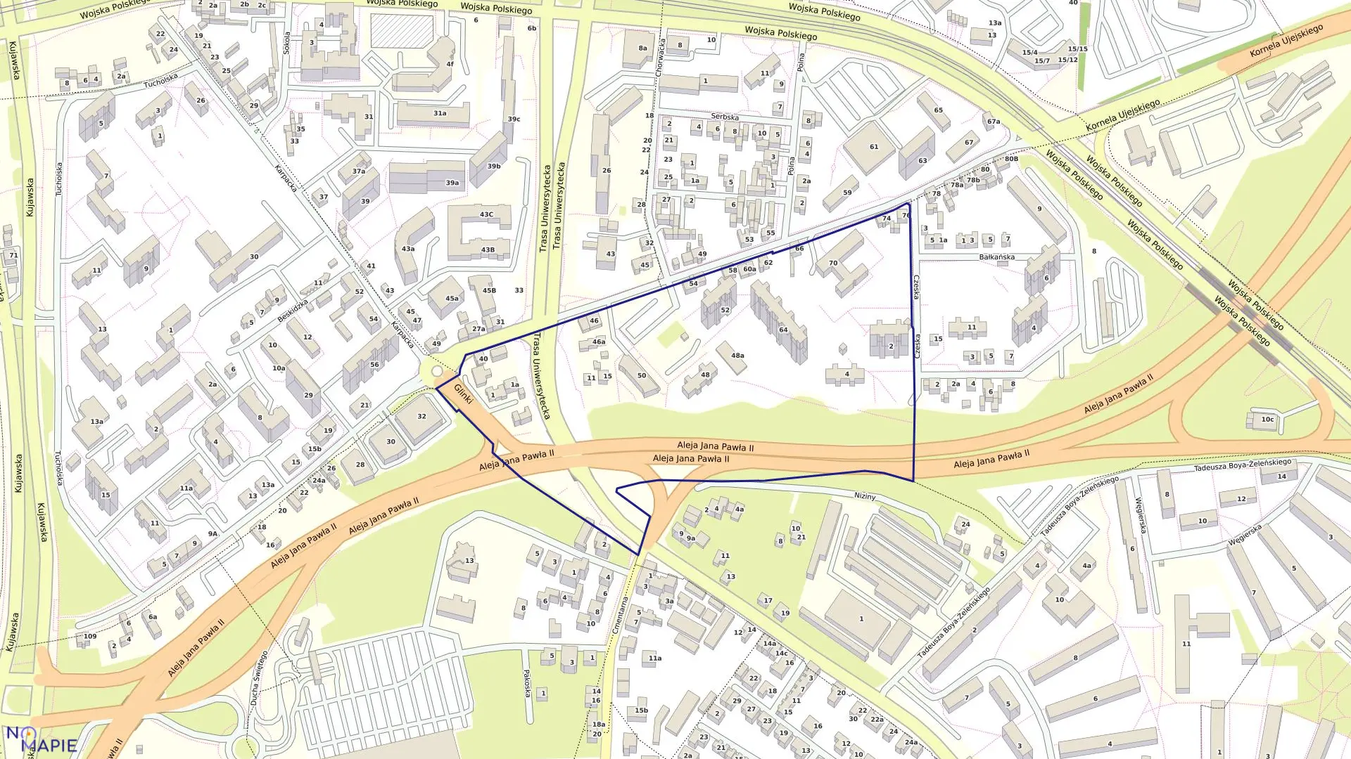 Mapa obrębu 0493 w mieście Bydgoszcz